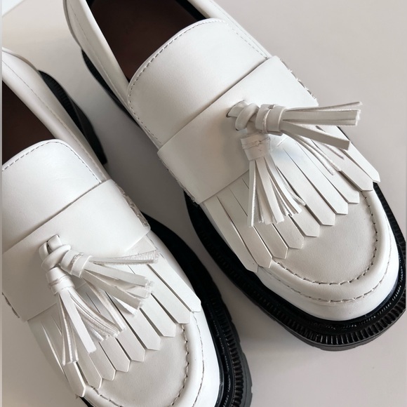 H&M White Faux Leather Platform Chunky Loafers size 38 - Picture 3 of 10